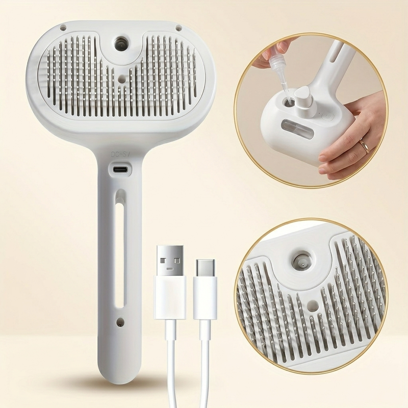 Pet Spray Grooming Comb | Built-in Water Mist Dematting Brush for Dogs & Cats | Reduces Frizz & Tangles