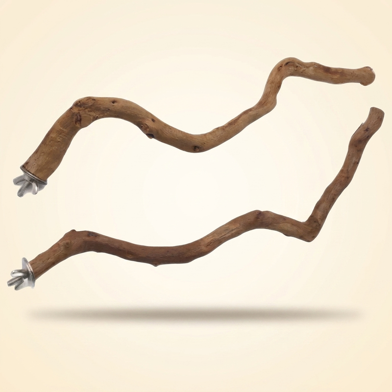 Natural Wood Parrot Perch | Paw Grinding Bird Stand for Parakeets, Budgies & Small Birds | 30cm