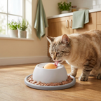 Slow feeder lick toy in use with cat