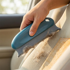 Pet hair remover brush on car seat